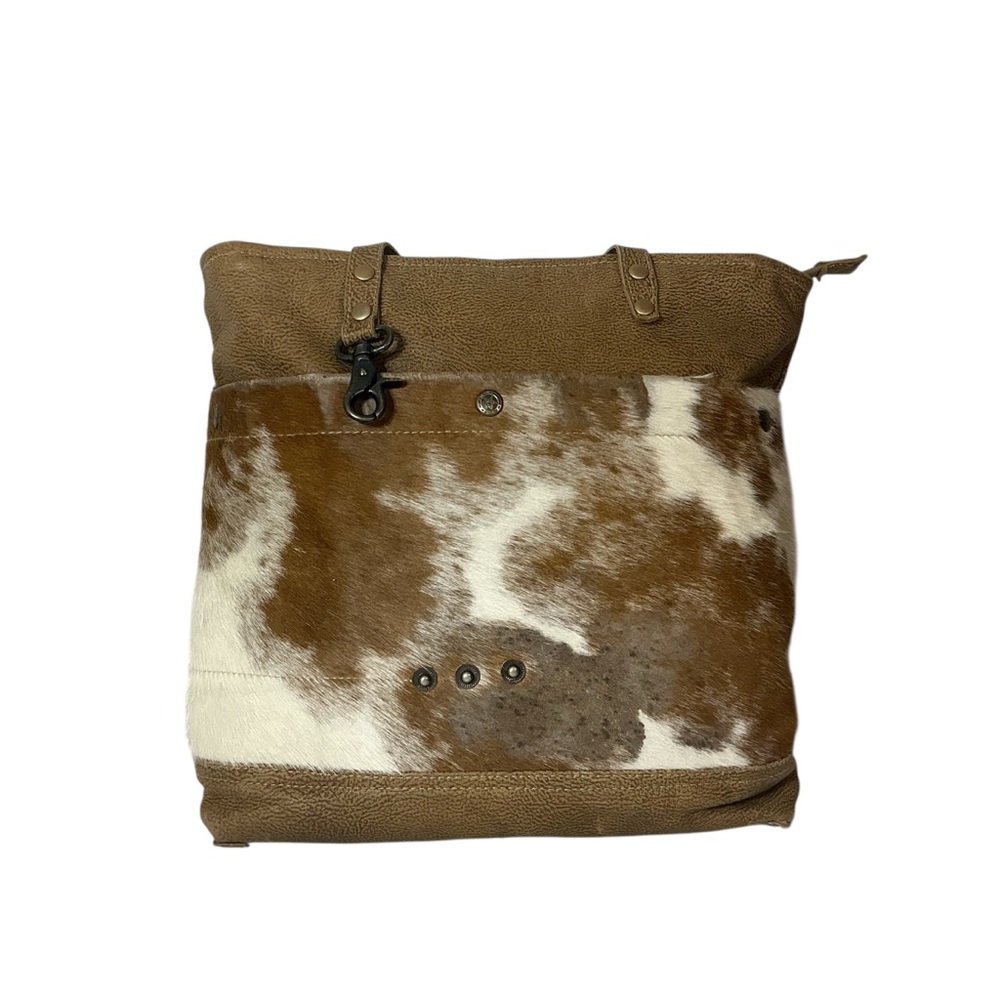 Myra Hair On Cowhide Leather Purse Western Bag Tote Cowgirl Double Handle